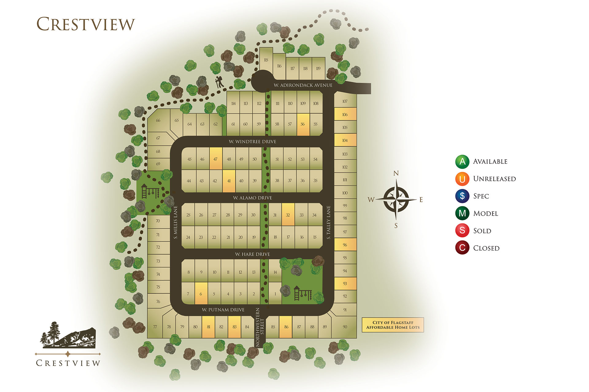 Site Map | Crestview Affordable Housing Program in Flagstaff, AZ by Capstone Homes